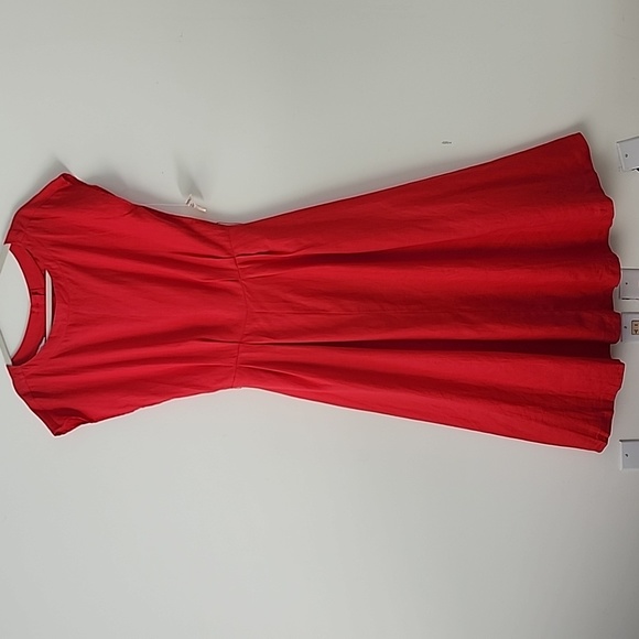 SOLD Marven Singer Vintage Red Linen Button Back Midi Dress 12 B3 - Picture 10 of 10
